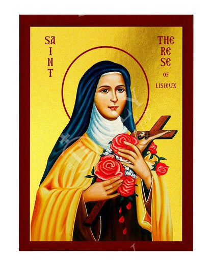 Saint Therese of Lisieux icon, Handmade Greek Orthodox Catholic icon of St Therese Byzantine art wall hanging icon on wood plaque decor gift - TheHolyArt