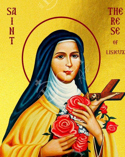 Saint Therese of Lisieux icon, Handmade Greek Orthodox Catholic icon of St Therese Byzantine art wall hanging icon on wood plaque decor gift - TheHolyArt