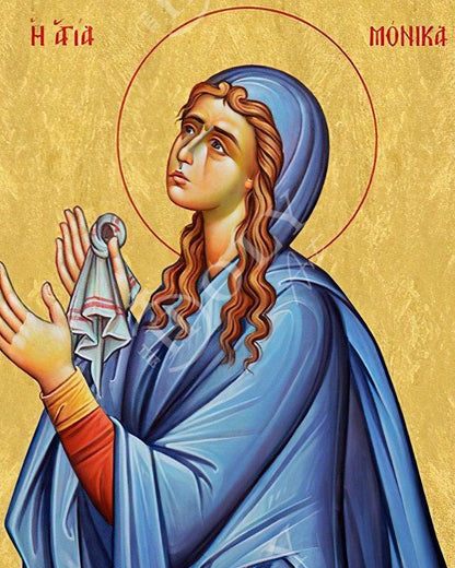 Saint Monica icon, Handmade Greek Catholic Orthodox icon of St Monica of Hippo, Byzantine art wall hanging wood plaque religious gift - TheHolyArt