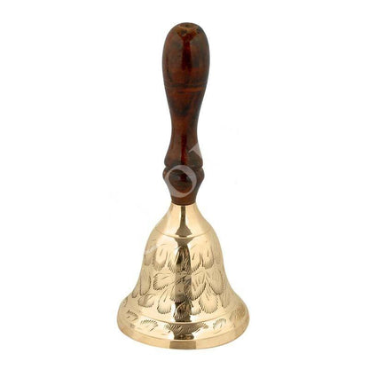 Handmade Carved Christian Altar Brass Bell with Natural Wood handle Church supplies religious gift ideas - TheHolyArt