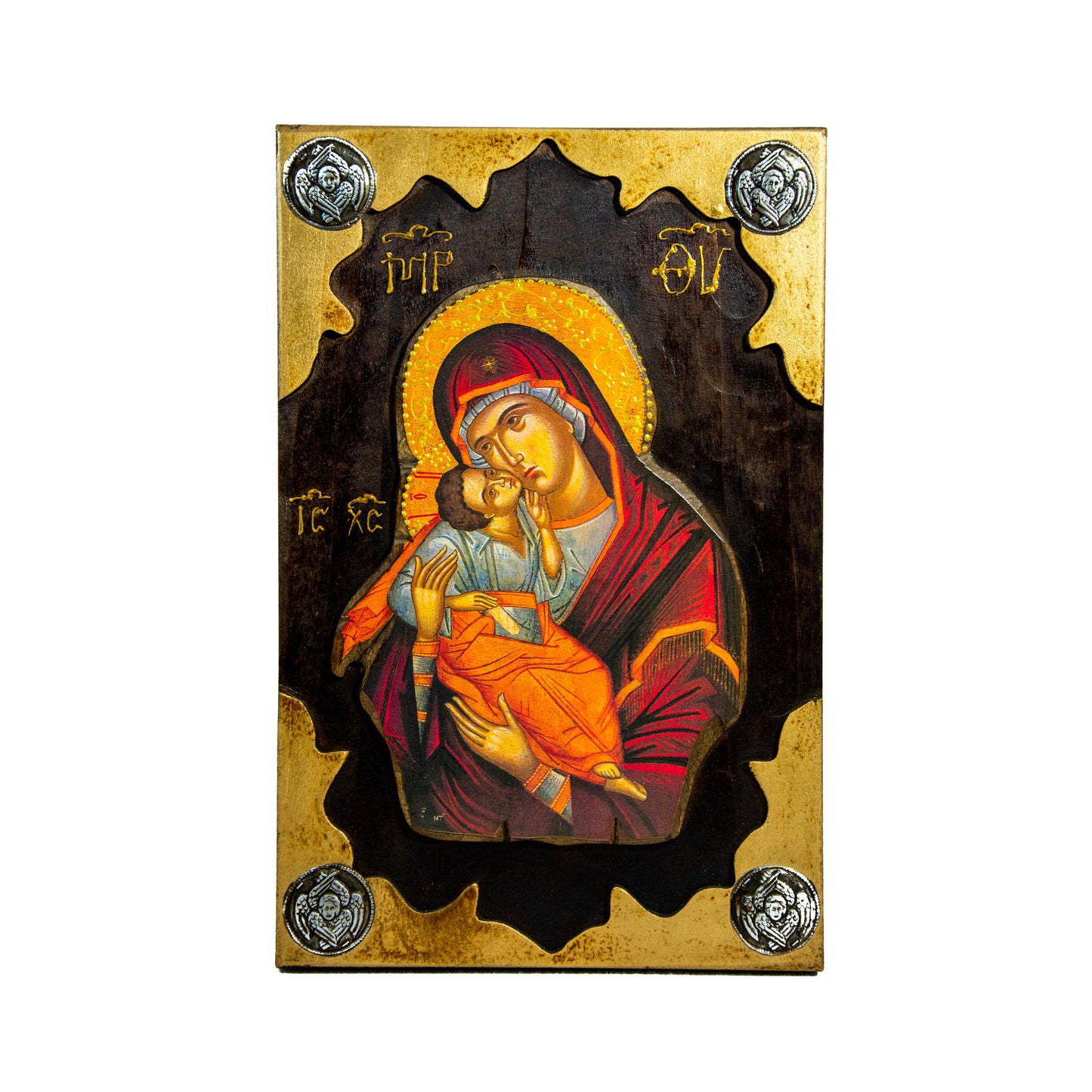 Virgin Mary icon Panagia Handmade Greek Christian Orthodox Icon gold paint Theotokos Mother of God Byzantine wall hanging wood plaque 38x25cm TheHolyArt