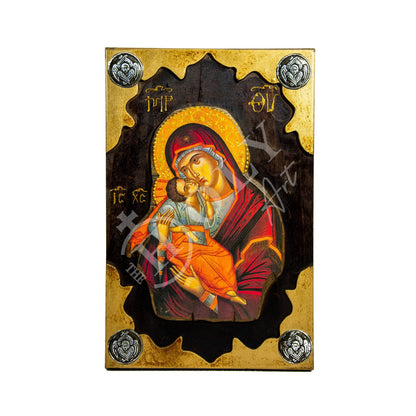 Virgin Mary icon Panagia Handmade Greek Christian Orthodox Icon gold paint Theotokos Mother of God Byzantine wall hanging wood plaque 38x25cm - TheHolyArt