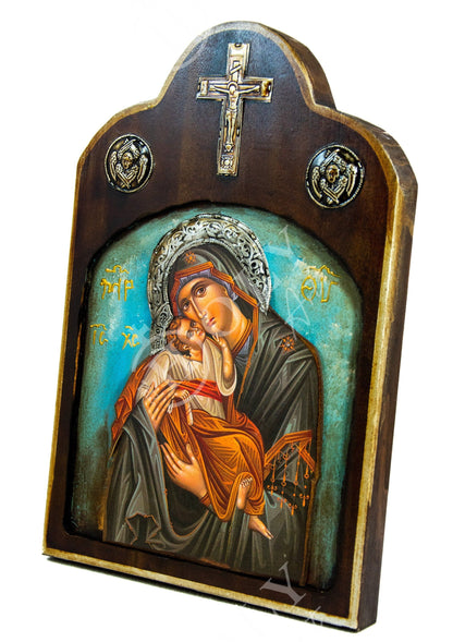 Virgin Mary icon Panagia Handmade Greek Christian Orthodox Icon Theotokos Mother of God Byzantine art wall hanging wood plaque gift 38x25cm - TheHolyArt