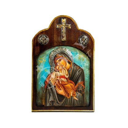 Virgin Mary icon Panagia Handmade Greek Christian Orthodox Icon Theotokos Mother of God Byzantine art wall hanging wood plaque gift 38x25cm - TheHolyArt