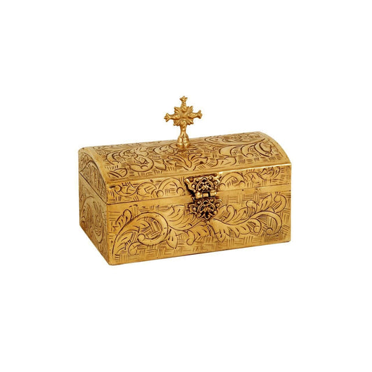 Handmade Religious Carved Brass Prayer box, Greek Vintage Decorative Jewelry Keepsake box 16x10x9cm religious gift Christian gift TheHolyArt