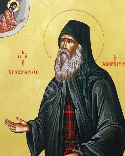 Saint Silouan icon, Handmade Greek Orthodox icon St Siluan the Athonite, Byzantine art wall hanging wood plaque icon, religious gift - TheHolyArt