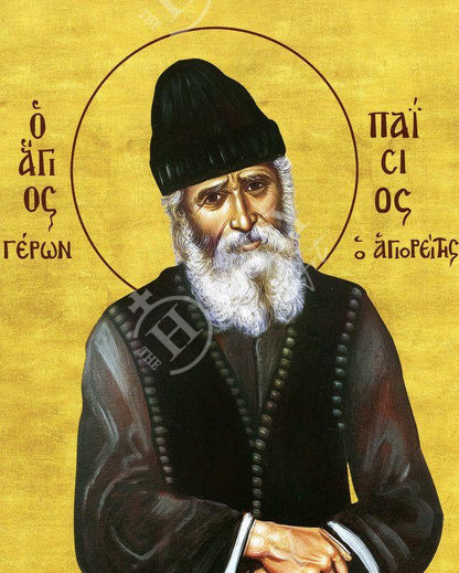 Saint Paisios of Mount Athos icon Handmade Greek Orthodox icon St Paisios Athonite Byzantine art wall hanging on wood plaque, religious gift - TheHolyArt