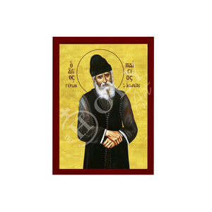 Saint Paisios of Mount Athos icon Handmade Greek Orthodox icon St Paisios Athonite Byzantine art wall hanging on wood plaque, religious gift - TheHolyArt