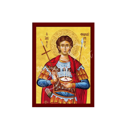 Saint Phanourios icon, Handmade Greek Orthodox icon St Fanourios, Byzantine art wall hanging wood plaque icon, religious gift - TheHolyArt