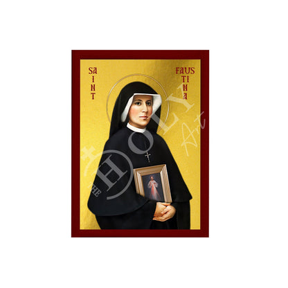 Saint Faustina icon, Handmade Greek Orthodox icon of St Faustina Kowalska Catholic Byzantine art wall hanging religious gift ideas - TheHolyArt