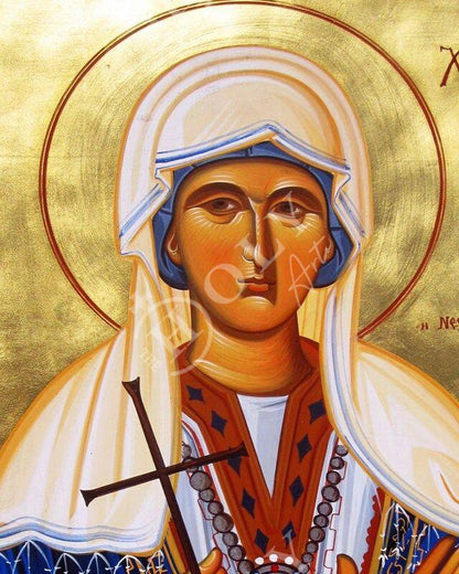 Saint Chryse icon, Handmade Greek Catholic Orthodox icon of St Zlata of Meglen Byzantine art wall hanging wood plaque religious gift - TheHolyArt