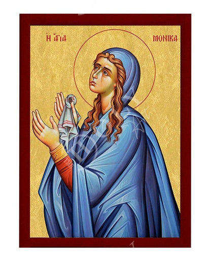 Saint Monica icon, Handmade Greek Catholic Orthodox icon of St Monica of Hippo, Byzantine art wall hanging wood plaque religious gift - TheHolyArt