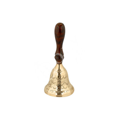 Handmade Carved Christian Altar Brass Bell with Natural Wood handle Church supplies religious gift ideas - TheHolyArt