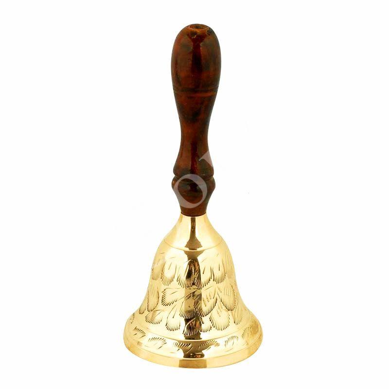 Handmade Carved Christian Altar Brass Bell with Natural Wood handle Church supplies religious gift ideas TheHolyArt