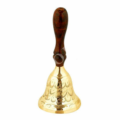 Handmade Carved Christian Altar Brass Bell with Natural Wood handle Church supplies religious gift ideas - TheHolyArt