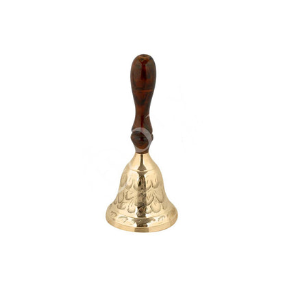 Handmade Carved Christian Altar Brass Bell with Natural Wood handle Church supplies religious gift ideas - TheHolyArt