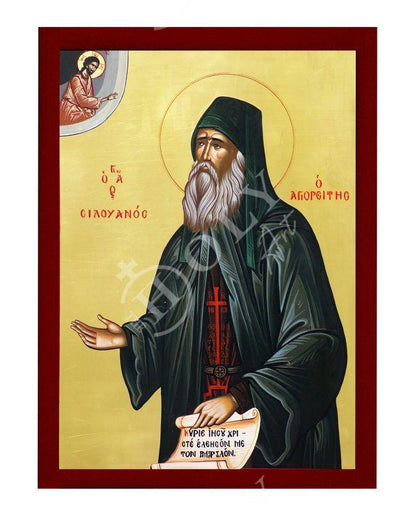 Saint Silouan icon, Handmade Greek Orthodox icon St Siluan the Athonite, Byzantine art wall hanging wood plaque icon, religious gift - TheHolyArt