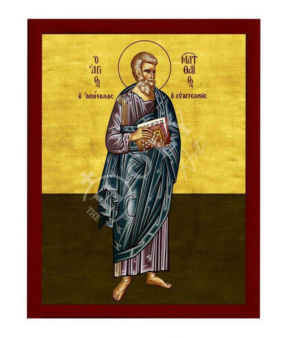 Saint Matthew the Apostle icon, Handmade Greek Orthodox icon of Apostle Evangelist Matthew, Byzantine art wall hanging on wood plaque gift - TheHolyArt
