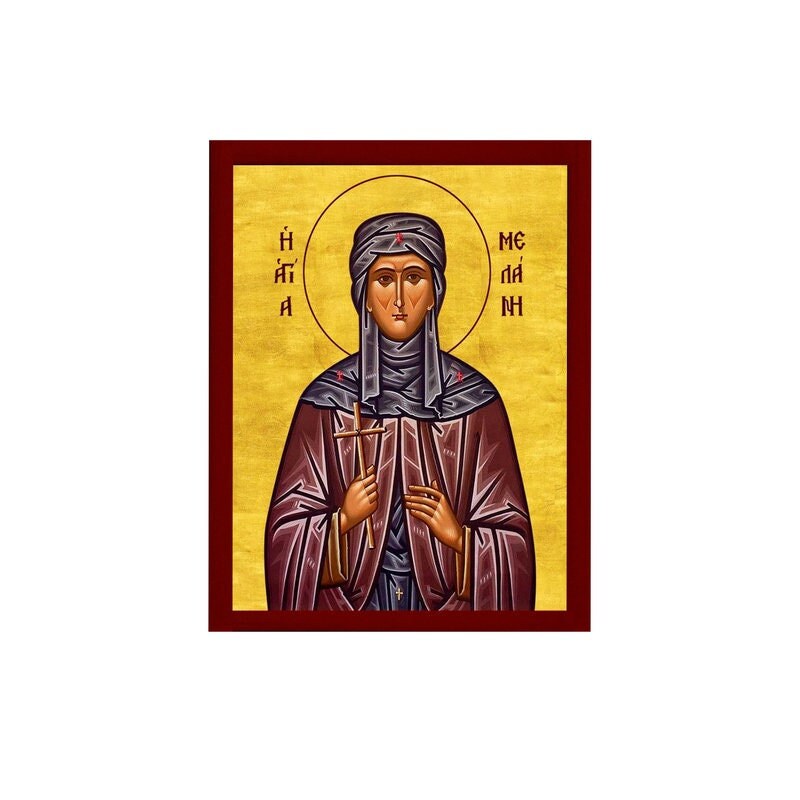 Saint Melanie icon, Handmade Greek Orthodox icon of St Melania the Martyr, Byzantine art wall hanging icon wood plaque, religious gift TheHolyArt