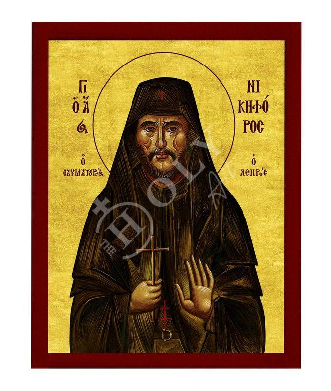 Saint Nicephorus icon, Handmade Greek Orthodox icon of St Nikephoros of Constantinople, Byzantine art wall hanging icon on wood plaque TheHolyArt