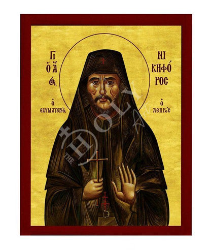 Saint Nicephorus icon, Handmade Greek Orthodox icon of St Nikephoros of Constantinople, Byzantine art wall hanging icon on wood plaque - TheHolyArt