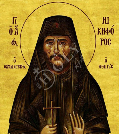 Saint Nicephorus icon, Handmade Greek Orthodox icon of St Nikephoros of Constantinople, Byzantine art wall hanging icon on wood plaque - TheHolyArt
