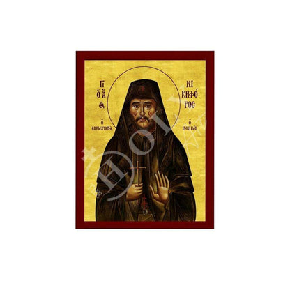 Saint Nicephorus icon, Handmade Greek Orthodox icon of St Nikephoros of Constantinople, Byzantine art wall hanging icon on wood plaque - TheHolyArt