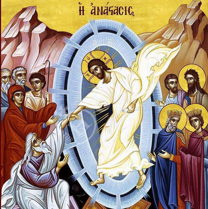 Resurrection Jesus Christ icon, Handmade Greek Orthodox icon, Byzantine art wall hanging of our Lord rising from the dead, religious decor - TheHolyArt