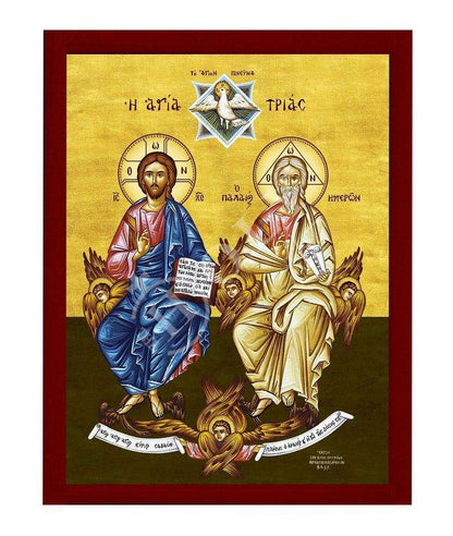 The Holy Trinity icon, Jesus Christ Handmade Greek Orthodox icon, Byzantine art wall hanging on wood plaque religious icon, wedding gift - TheHolyArt