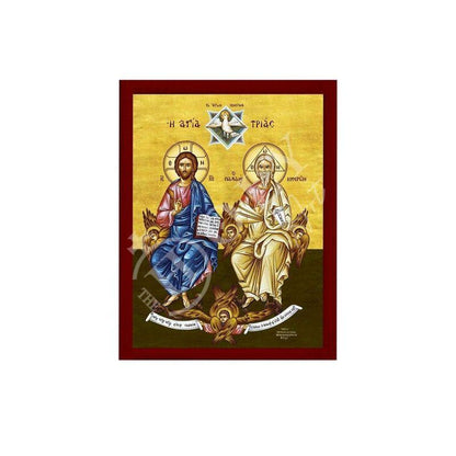 The Holy Trinity icon, Jesus Christ Handmade Greek Orthodox icon, Byzantine art wall hanging on wood plaque religious icon, wedding gift - TheHolyArt