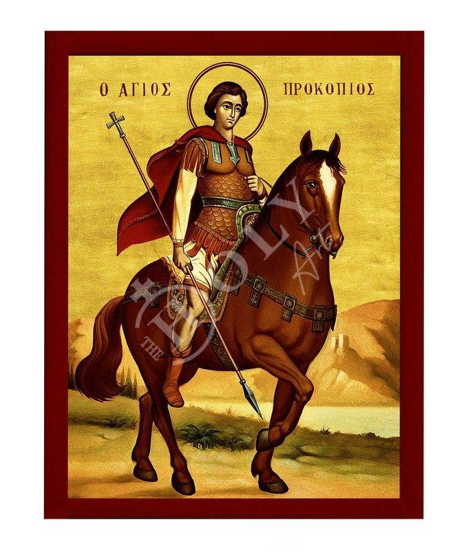 Saint Prokopios icon, Handmade Greek Orthodox icon of Forefather St Prokopios, Byzantine art wall hanging, religious gift, religious decor TheHolyArt