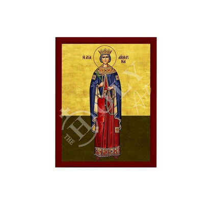 Saint Catherine icon, Handmade Greek Orthodox icon of St Katherine, Byzantine art wall hanging icon plaque, religious gift (2) - TheHolyArt