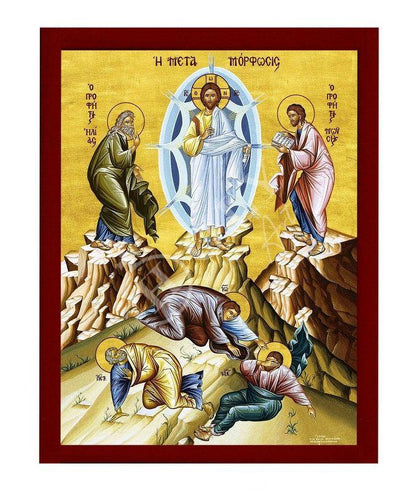 Metamorphosis Jesus Christ icon, Handmade Greek Orthodox icon of the Transfiguration, Byzantine art wall hanging wood plaque, religious gift - TheHolyArt