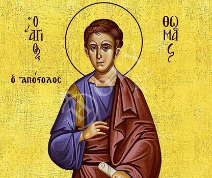 Saint Thomas the Apostle icon, Handmade Greek Orthodox icon of Apostle Evangelist Thomas, Byzantine art wall hanging on wood plaque gift - TheHolyArt
