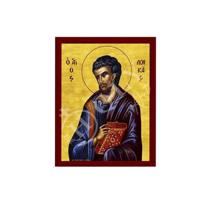 Saint Luke the Apostle icon, Handmade Greek Orthodox icon of Apostle Evangelist Luke, Byzantine art wall hanging on wood plaque - TheHolyArt