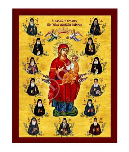Virgin Mary icon Panagia Ypermachos , Handmade Greek Orthodox Icon, Byzantine art Theotokos wall hanging wood plaque religious gift - TheHolyArt