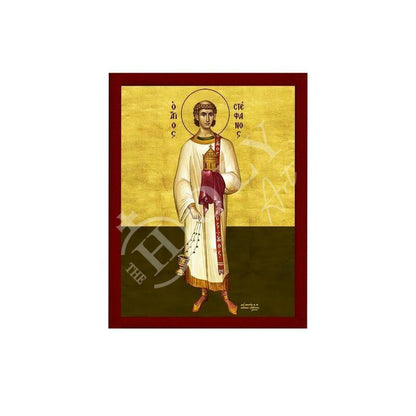 Saint Stephen icon, Handmade Greek Orthodox icon St Stephanos the Apostle, Byzantine art wall hanging on wood plaque icon, religious gift - TheHolyArt