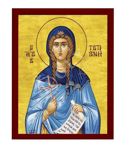 Saint Tatiana icon, Handmade Greek Orthodox icon St Tatiana of Rome, Byzantine art wall hanging on wood plaque icon, religious decor - TheHolyArt