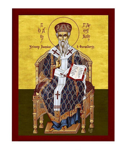 Saint Parthenius icon, Handmade Greek Orthodox icon St Parthenios, Byzantine art wall hanging on wood plaque icon, religious decor - TheHolyArt