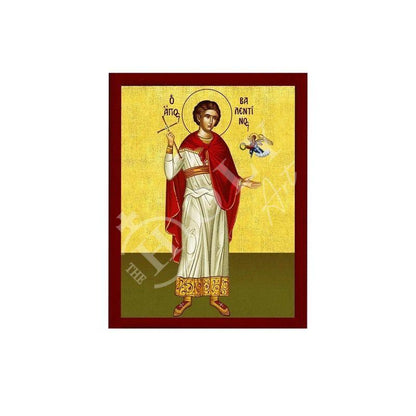 Saint Valentine icon, Handmade Greek Orthodox icon St Valentinos of Magnesia, Byzantine art wall hanging on wood plaque, religious decor - TheHolyArt