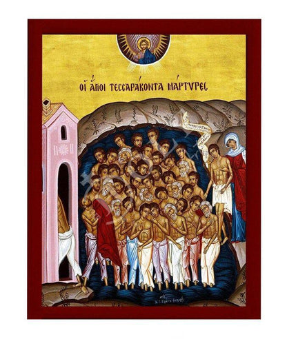 The 40 Holy Martyrs icon, Handmade Greek Orthodox icon Forty Martyrs of Sebaste, Byzantine art wall hanging icon wood plaque, religious gift - TheHolyArt