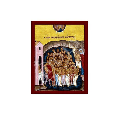 The 40 Holy Martyrs icon, Handmade Greek Orthodox icon Forty Martyrs of Sebaste, Byzantine art wall hanging icon wood plaque, religious gift - TheHolyArt