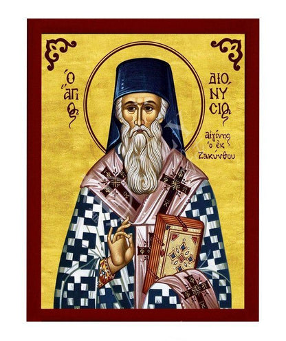 Saint Dionysius icon, Handmade Greek Orthodox icon of St Dionysios of Zakynthos, Byzantine art wall hanging icon plaque, religious gift - TheHolyArt