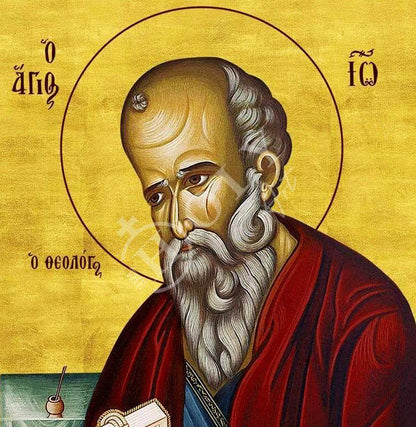 Saint John Evangelist icon, Handmade Greek Orthodox icon St John the Theologian, Apostle John Byzantine art wall hanging wood plaque - TheHolyArt