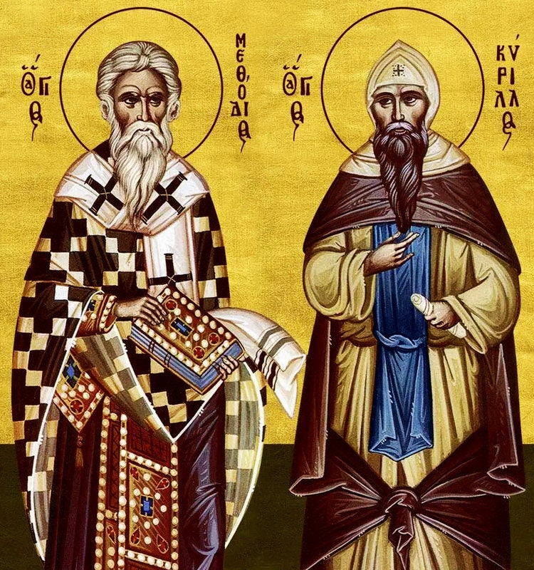 Saints Cyril and Methodius icon, Handmade Greek Orthodox icon of the Theologians, Byzantine art wall hanging wood plaque, religious decor TheHolyArt