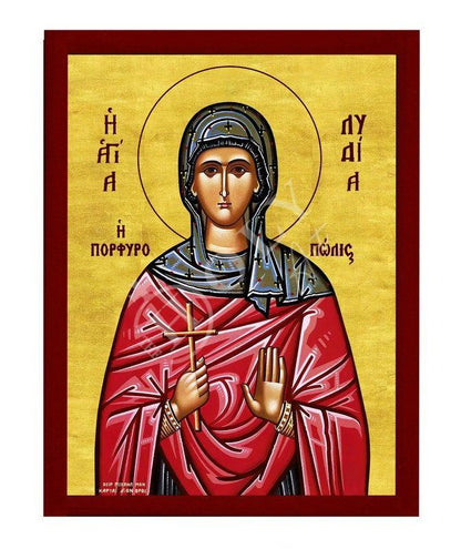Saint Lydia icon, Handmade Greek Orthodox icon of St Lydia, Byzantine art wall hanging icon wood plaque, religious decor - TheHolyArt
