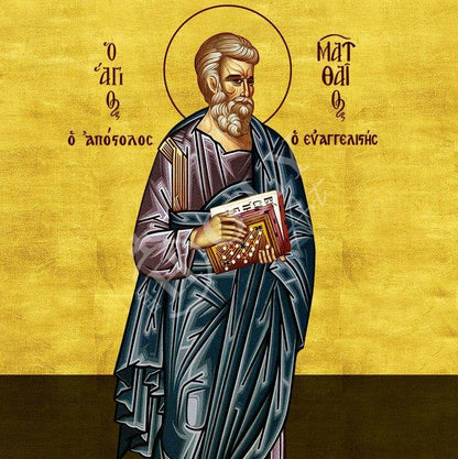 Saint Matthew the Apostle icon, Handmade Greek Orthodox icon of Apostle Evangelist Matthew, Byzantine art wall hanging on wood plaque gift - TheHolyArt