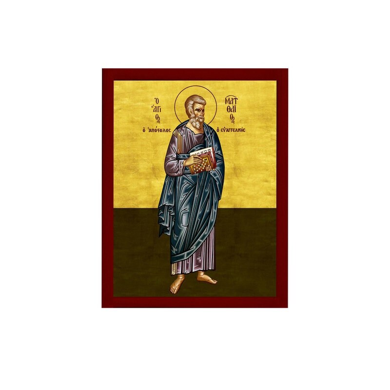 Saint Matthew the Apostle icon, Handmade Greek Orthodox icon of Apostle Evangelist Matthew, Byzantine art wall hanging on wood plaque gift TheHolyArt