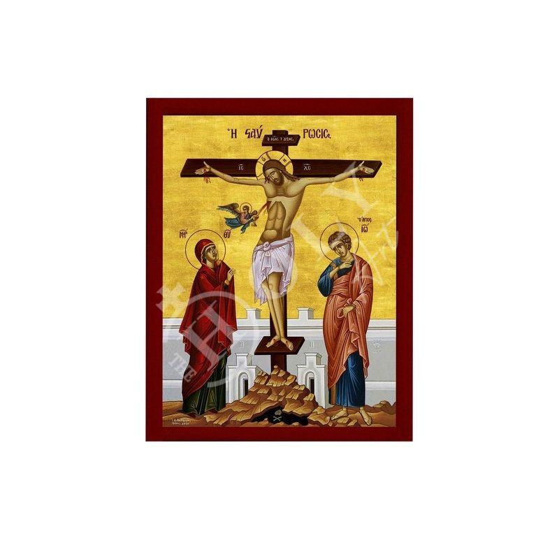 The Crucifixion icon, Jesus Christ Holy Cross Handmade Greek Orthodox icon, Byzantine art wall hanging wood plaque icon, religious gift TheHolyArt