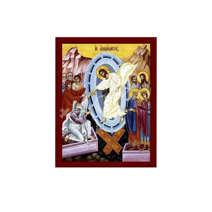 Resurrection Jesus Christ icon, Handmade Greek Orthodox icon, Byzantine art wall hanging of our Lord rising from the dead, religious decor - TheHolyArt